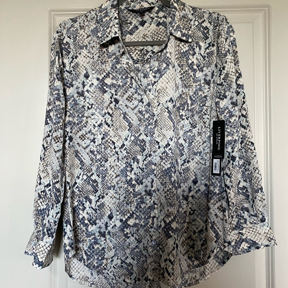 Liverpool Multicolored Button Down Shirt with Notched Collar and Cuffed Sleeves